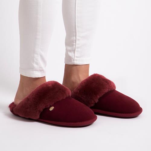 Ladies Duchess Sheepskin Slipper Burgundy