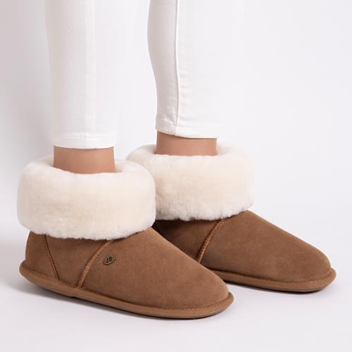 Ladies Albery Sheepskin Slipper Chestnut