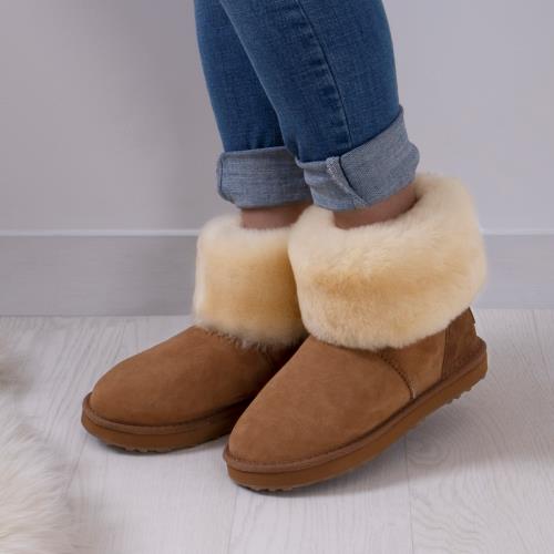 Ladies Cornwall Sheepskin Boots Chestnut