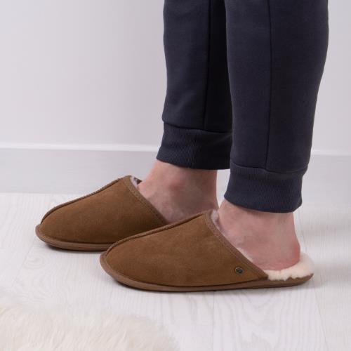 Mens Donmar Sheepskin Slipper Chestnut